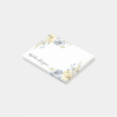 Post-it® Aquarelle bleu et jaune Floral Personnalisé (Incliné)