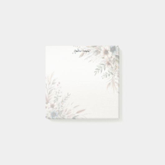 Post-it® Aquarelle bleu ivoire Fleurs Post it Notes (Devant)