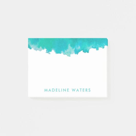 Post-it® Aquarelle bleu Turquoise moderne Chic Monogramme (Devant)