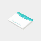 Post-it® Aquarelle bleu Turquoise moderne Chic Monogramme (Incliné)