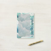 Post-it® Aquarelle bleu vagues nom personnalisé (Sur un bureau)
