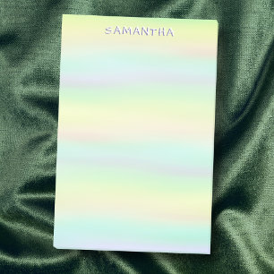 Post-it® Aquarelle bleu vert jaune pastel nom personnalisé