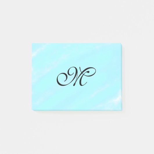 Post-it® Aquarelle bleu vert monogramme ajouter le pastel l (Devant)
