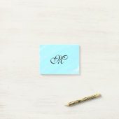 Post-it® Aquarelle bleu vert monogramme ajouter le pastel l (Sur un bureau)