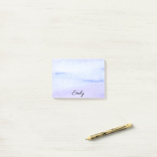 Post-it® Aquarelle Bleu Violet Ajouter un nom Plutôt (Sur un bureau)