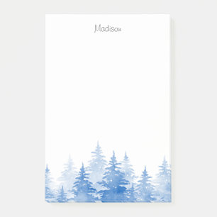 Post-it® Aquarelle bleue Arbres À feuillage persistant