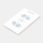 Post-it® Aquarelle bleue Monogramme floral (Incliné)