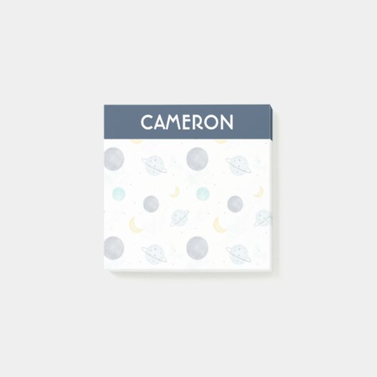Post-it® Aquarelle Blue Space Planet Motif (Devant)