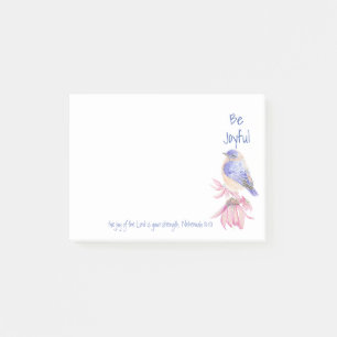Post-it® Aquarelle Bluebird Joy of the Lord Bible Citation