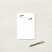 Post-it® Aquarelle Boho Feather | Nom personnalisé (Sur un bureau)