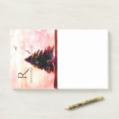 Post-it® Aquarelle Botanique Arbre Rose Or Abstrait (Sur un bureau)