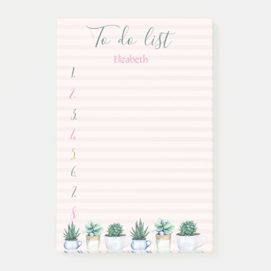 Post-it® Aquarelle Cactus Succulente Divisée En Deux (Devant)