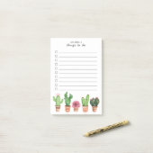 Post-it® Aquarelle Cactus Succulents Flore Blush (Sur un bureau)