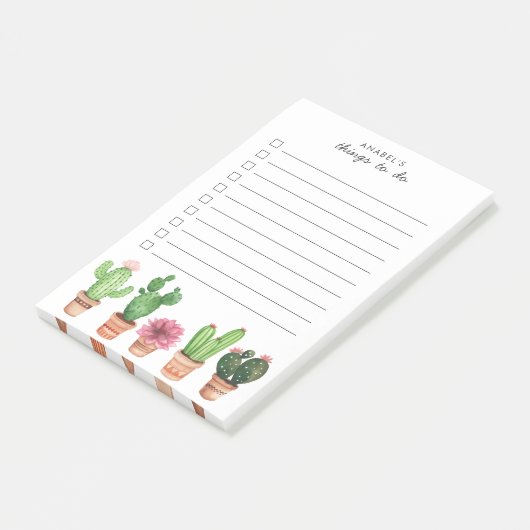 Post-it® Aquarelle Cactus Succulents Flore Blush (Incliné)