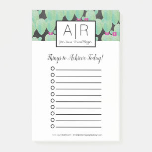 Post-it® Aquarelle Cactus Verdure Botanique Motif vert