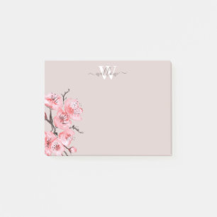 Post-it® Aquarelle Cherry Blossom Tan Monogramme