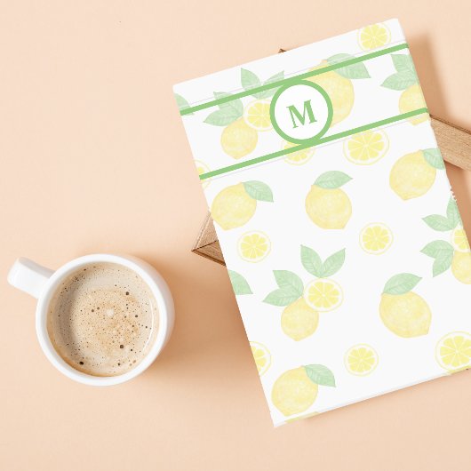 Post-it® Aquarelle citron motif monogramme personnalisé