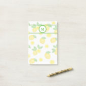 Post-it® Aquarelle citron motif monogramme personnalisé (Sur un bureau)