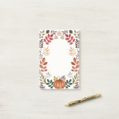 Post-it® Aquarelle Citrouille et feuilles d'automne (Sur un bureau)