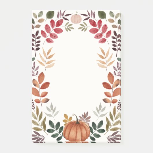 Post-it® Aquarelle Citrouille et feuilles d'automne (Devant)