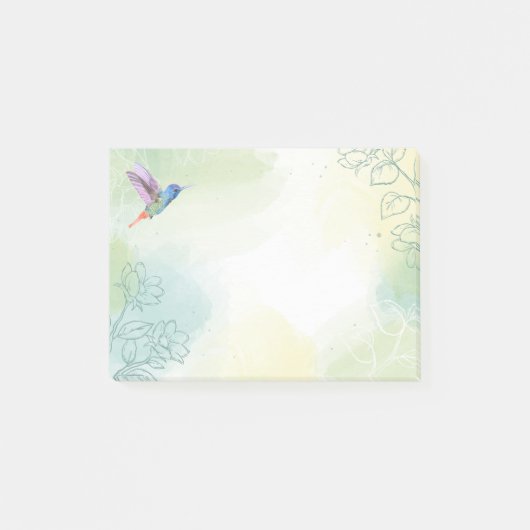 Post-it® Aquarelle Colibri Jardin Oiseau Nature Art (Devant)