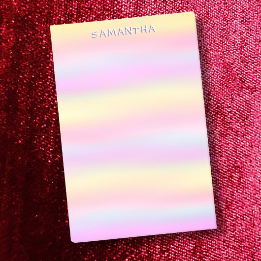 Post-it® Aquarelle couleur rose jaune pastel nom personnali