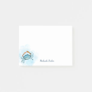 Post-it® Aquarelle Crabe bleu Océan Personnalisé