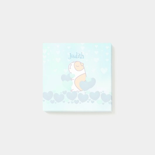 Post-it® Aquarelle Cute Blue Nom École (Devant)
