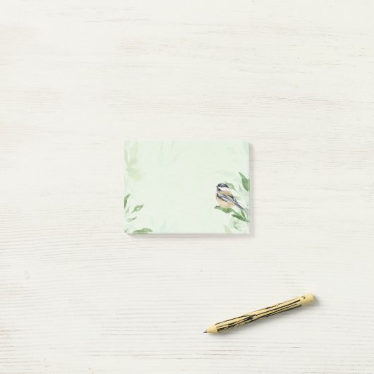 Post-it® Aquarelle Cute Chickadee Oiseau Nature Art (Sur un bureau)