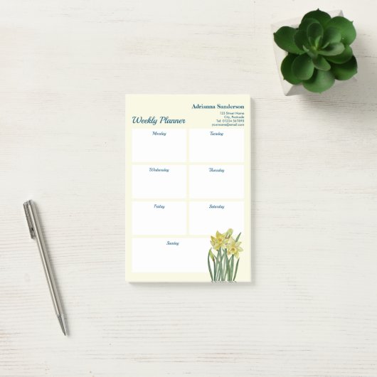 Post-it® Aquarelle Daffodils Botanique Weekly Planner (Bureau)