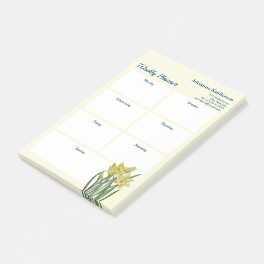 Post-it® Aquarelle Daffodils Botanique Weekly Planner (Incliné)