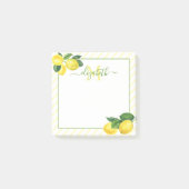 Post-it® Aquarelle de citrons rustiques Monogramme, rayures (Devant)