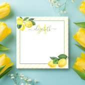 Post-it® Aquarelle de citrons rustiques Monogramme, rayures