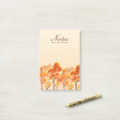 Post-it® Aquarelle de la forêt d'automne Oranges (Sur un bureau)