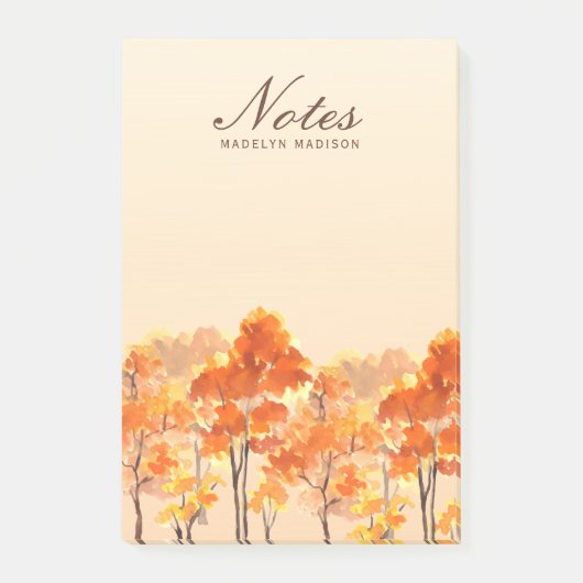 Post-it® Aquarelle de la forêt d'automne Oranges (Devant)