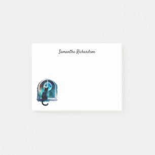 Post-it® Aquarelle de nuit de chat noir personnalisée