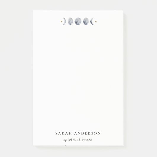 Post-it® Aquarelle de phase de lune céleste grise simple (Devant)