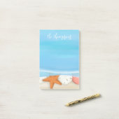 Post-it® Aquarelle de plage Coques Whimsical Coastal Blue (Sur un bureau)