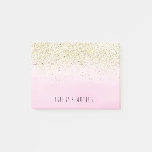 Post-it® Aquarelle de rose de parties scintillantes de Faux (Devant)