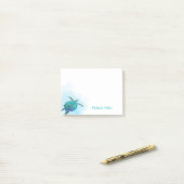 Post-it® Aquarelle de tortue marine personnalisée Aqua Blue (Sur un bureau)