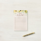 Post-it® Aquarelle de tournesol jaune rustique à faire (Sur un bureau)