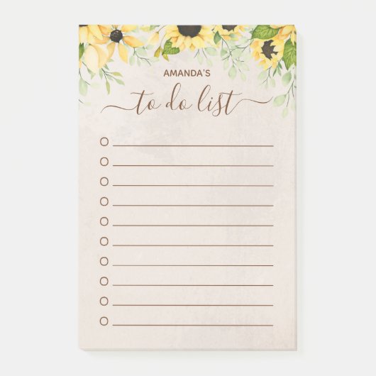 Post-it® Aquarelle de tournesol jaune rustique à faire (Devant)