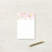 Post-it® Aquarelle Delicate Monogramme Botanique Rose Flora (Sur un bureau)
