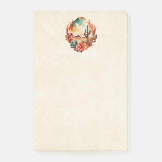 Post-it® Aquarelle Désert Cactus et Montagnes (Devant)