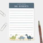 Post-it® Aquarelle Dinosaures Professeur de sciences<br><div class="desc">Dinosaur thème professeur de sciences post il note avec nom modèle sur un arrière - plan bleu. Un joli bloc-papier personnalisé qui est doublé et comporte des étoiles aquarelles, des tricératops, des stégosaurus et des brachiosaurus. Ce carnet de notes collantes sur le thème du dino ferait un cadeau d'appréciation de...</div>