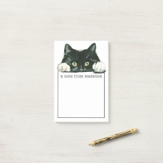 Post-it® Aquarelle douce Kitty | Une note de (Sur un bureau)