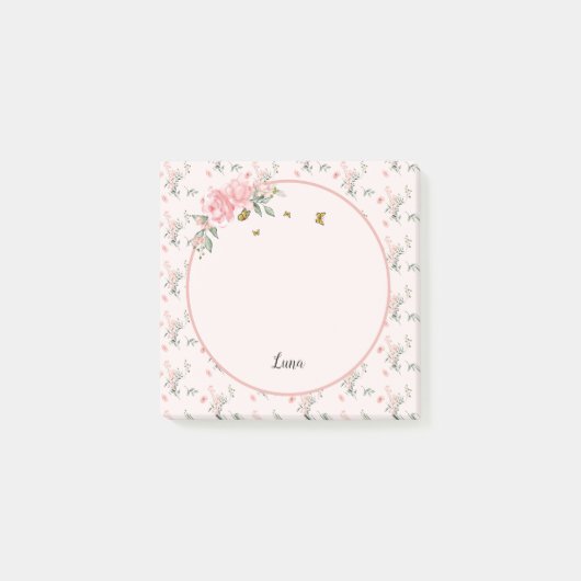 Post-it® Aquarelle Elégante Roses Roses Roses Rose avec Pap (Devant)