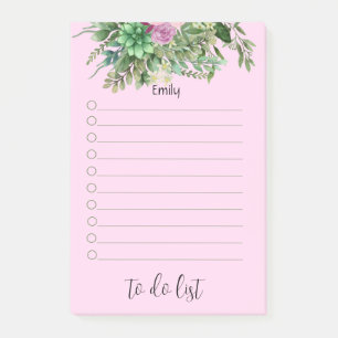 Post-it® Aquarelle Elégante verdure et rose à faire Liste