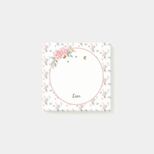 Post-it® Aquarelle Élégantes Roses Roses avec Papillons