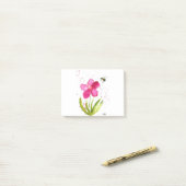 Post-it® Aquarelle fleur rose bourdon (Sur un bureau)